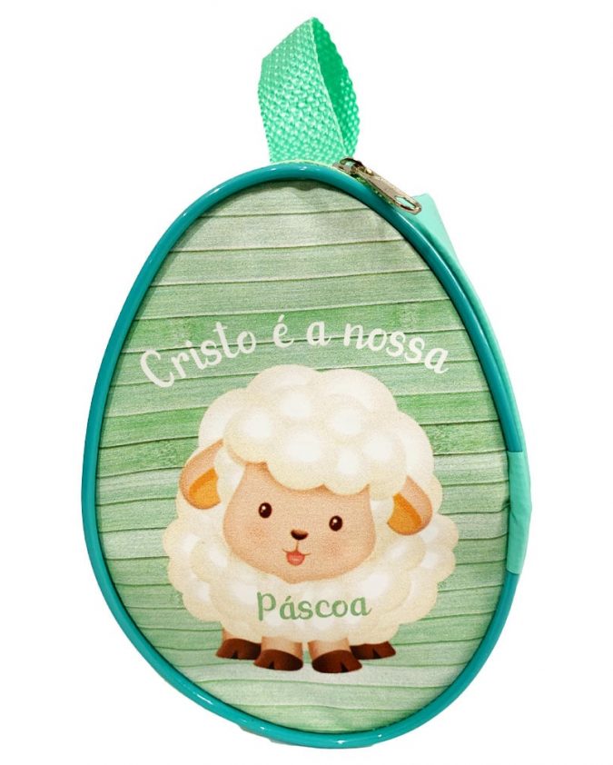 Lembrancinha cristã para páscoa - Bolsinha em formato de ovo - Cristo É A Nossa Páscoa - Verde - Imagem 2