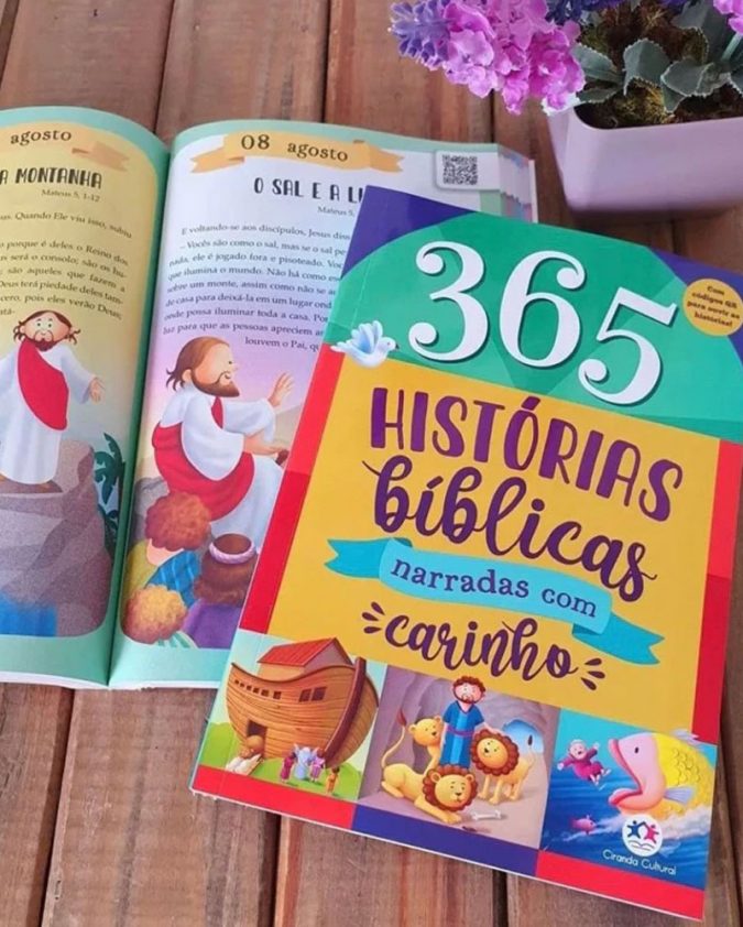 Livro Infantil Cristão 365 Histórias Bíblicas Narradas Com Carinho Livro Com QR Code E Áudio - Image 5