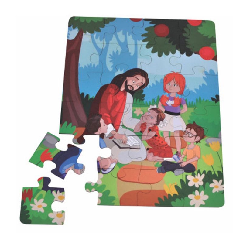 Brinquedo Cristão Quebra-cabeça Bíblico Madeira Jesus Ensina As Crianças 24 Peças
