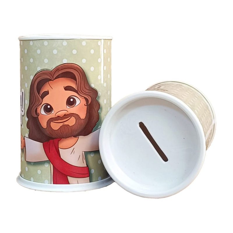 Lembrancinha cristã infantil para páscoa - Kit Com 2 Cofrinho Feliz Páscoa Jesus Vive Verde