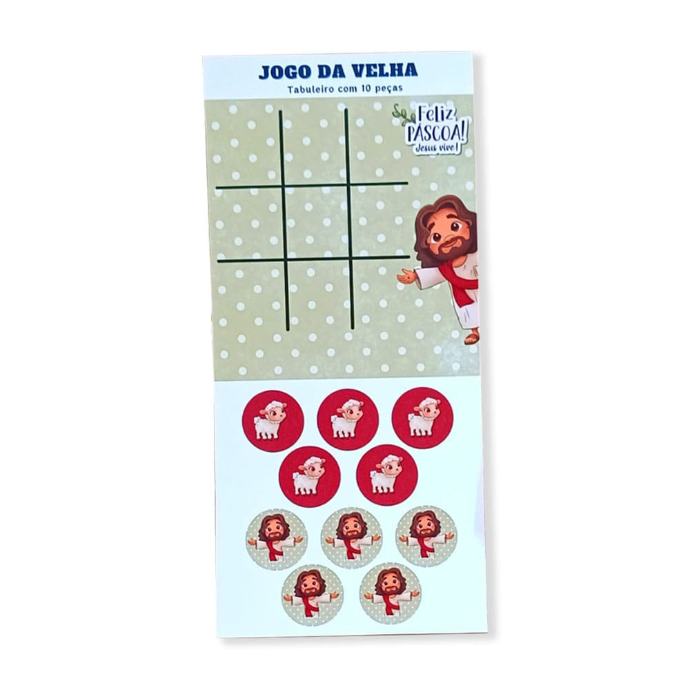 Lembrancinha cristã páscoa Kit com 10 – Jogo da velha + Bloquinho + Lápis – Feliz Páscoa Verde - Imagem 3