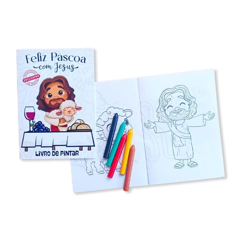 Lembrancinha cristã infantil para páscoa – Kit com 10 Livro De Colorir Feliz Páscoa Com Jesus - Image 3