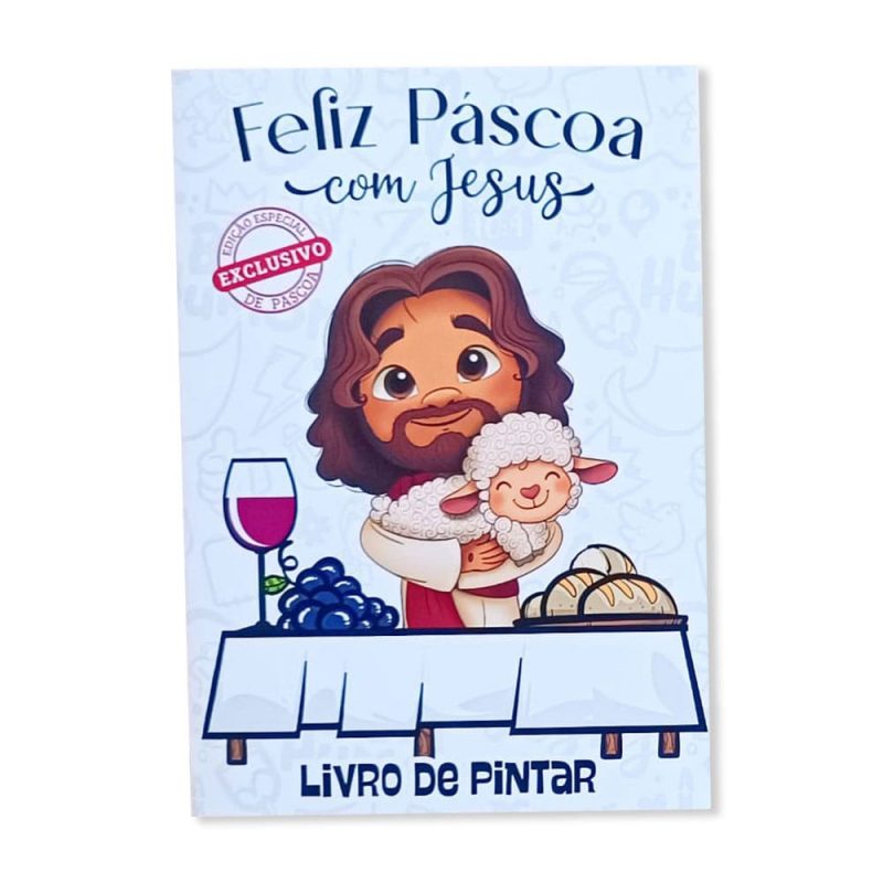 Lembrancinha cristã infantil para páscoa – Kit com 10 Livro De Colorir Feliz Páscoa Com Jesus - Image 2