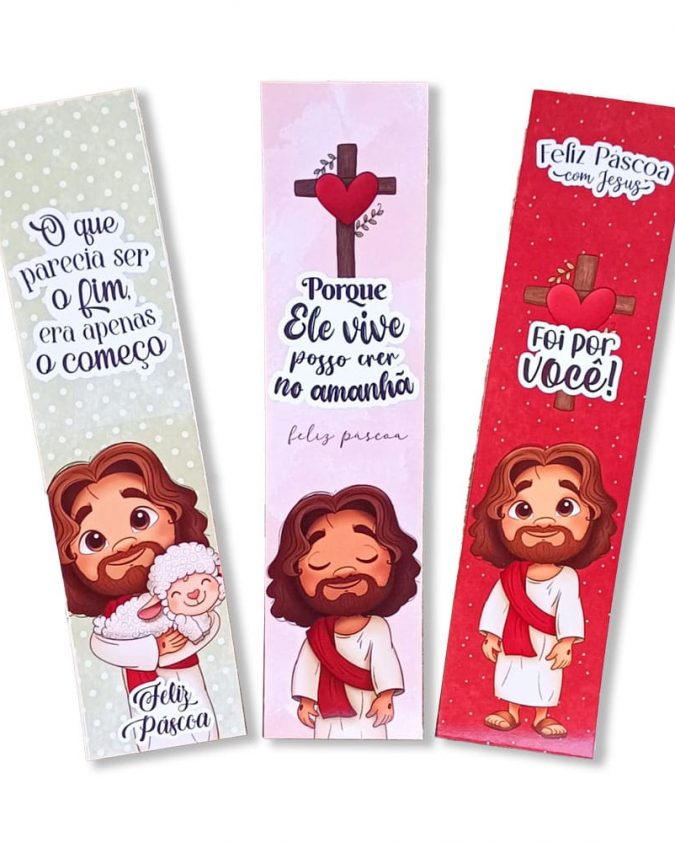 Kit Com 10 Marca Página Cristão Feliz Páscoa Com Jesus Variados