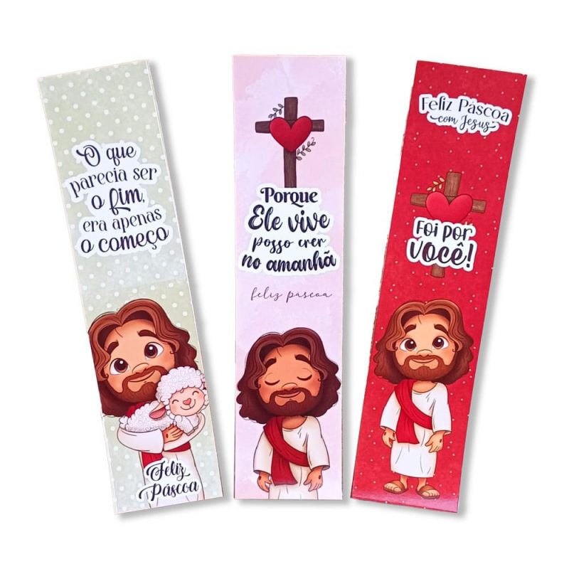 Kit Com 10 Marca Página Cristão Feliz Páscoa Com Jesus Variados