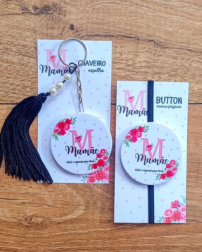 Brinde Cristão Para O Dia Das Mães Kit Chaveiro E Marcador De Página Button - Image 2