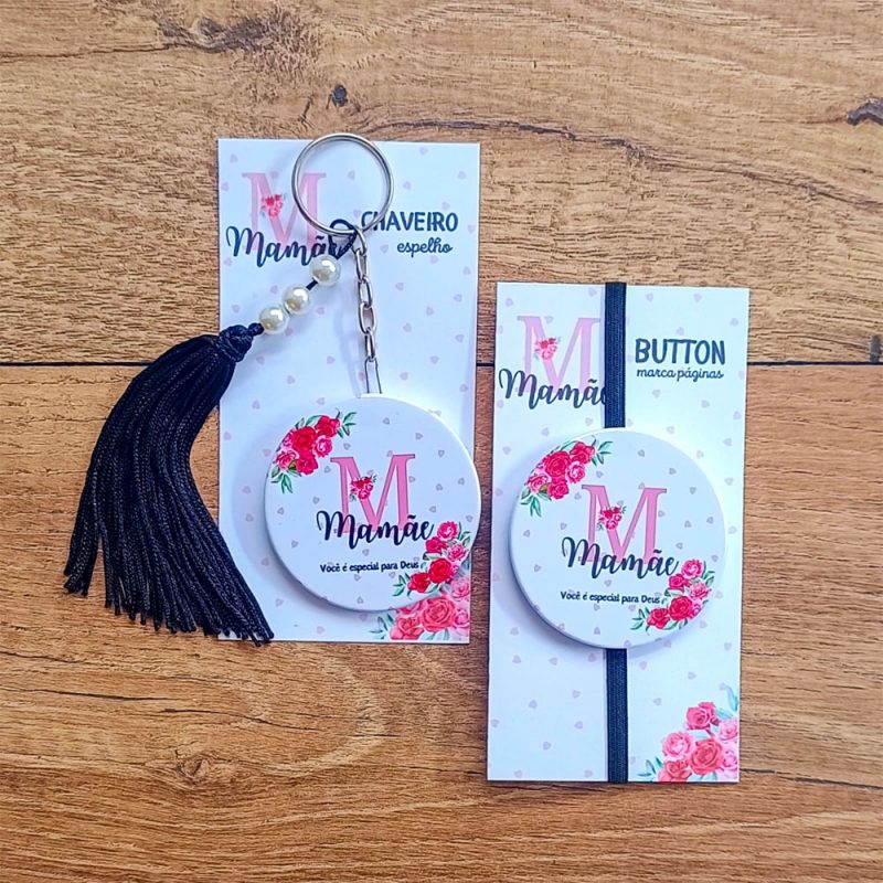Brinde Cristão Para O Dia Das Mães Kit Chaveiro E Marcador De Página Button - Image 2