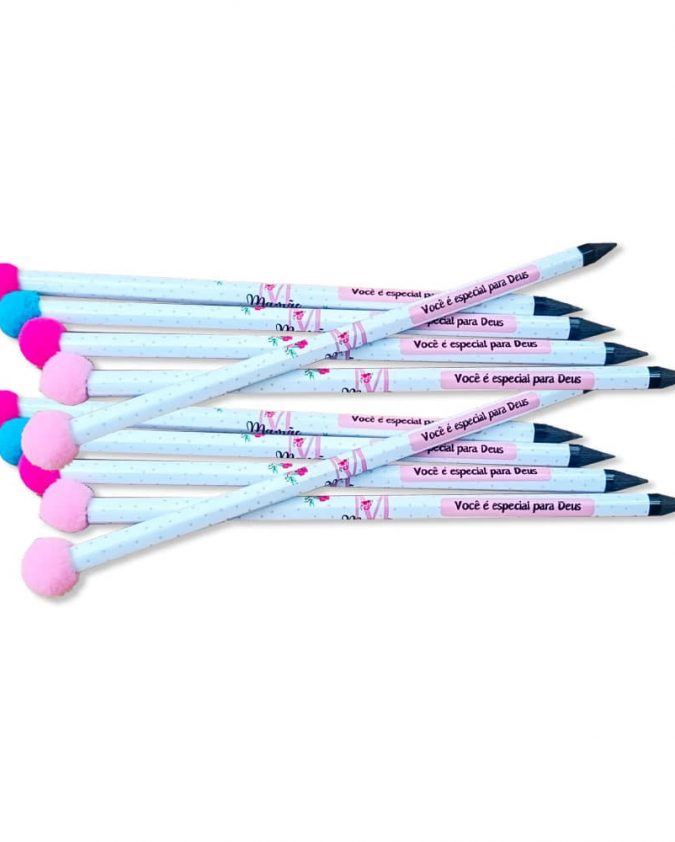 Brinde Cristão Para O Dia Das Mães Kit Com 10 Lápis De Escrever Com Pompom