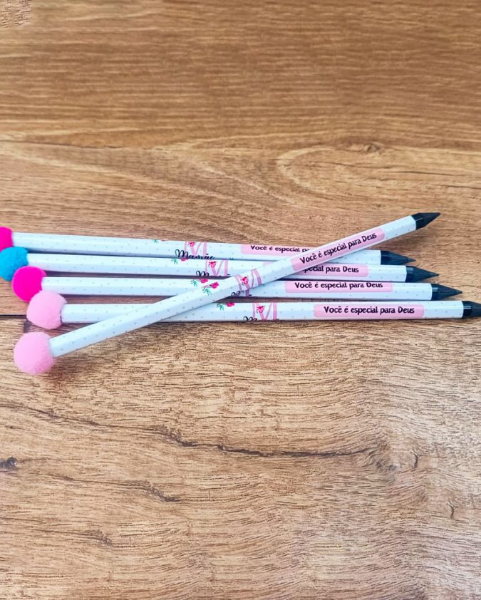 Brinde Cristão Para O Dia Das Mães Kit Com 10 Lápis De Escrever Com Pompom - Image 2