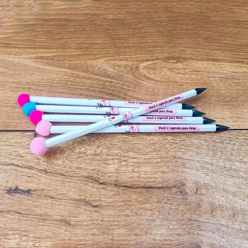 Brinde Cristão Para O Dia Das Mães Kit Com 10 Lápis De Escrever Com Pompom - Image 2