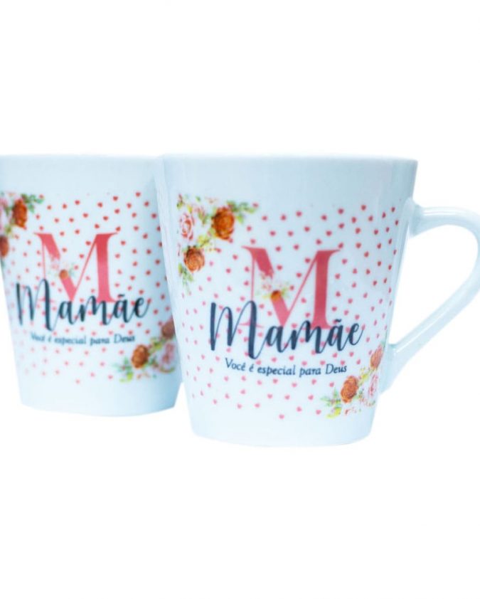 Kit Com 2 Caneca Cristã Para Lembrança de Dia Das Mães - Mamãe Você É Especial Para Deus