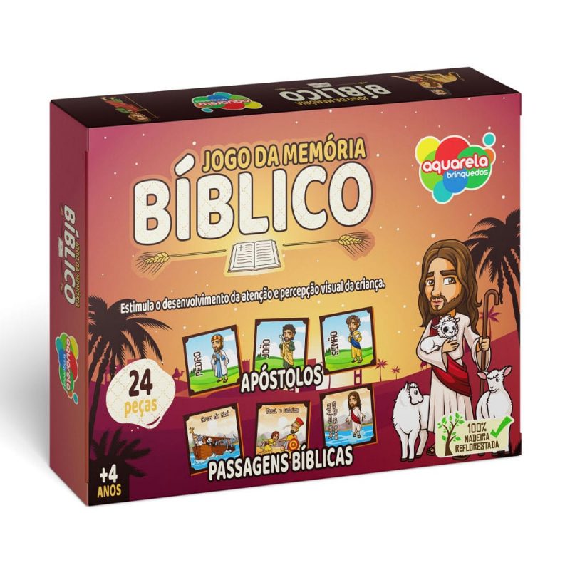 Brinquedo Cristão Jogo Da Memória De Madeira Passagens Bíblicas 24 Peças - Image 2