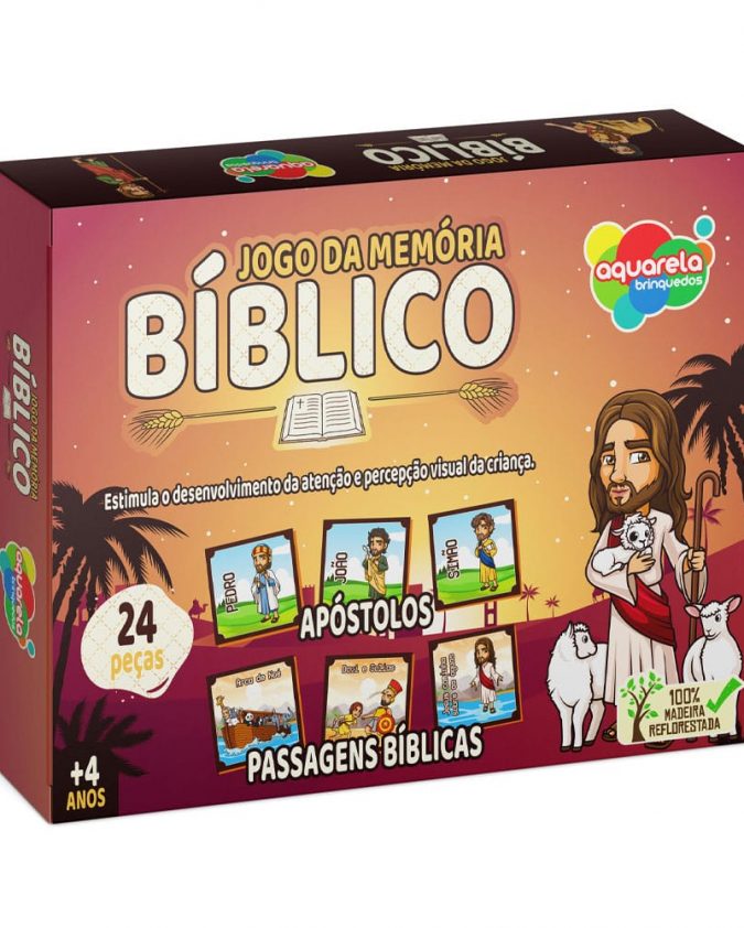Brinquedo Cristão Jogo Da Memória De Madeira Apóstolos 24 Peças - Image 2