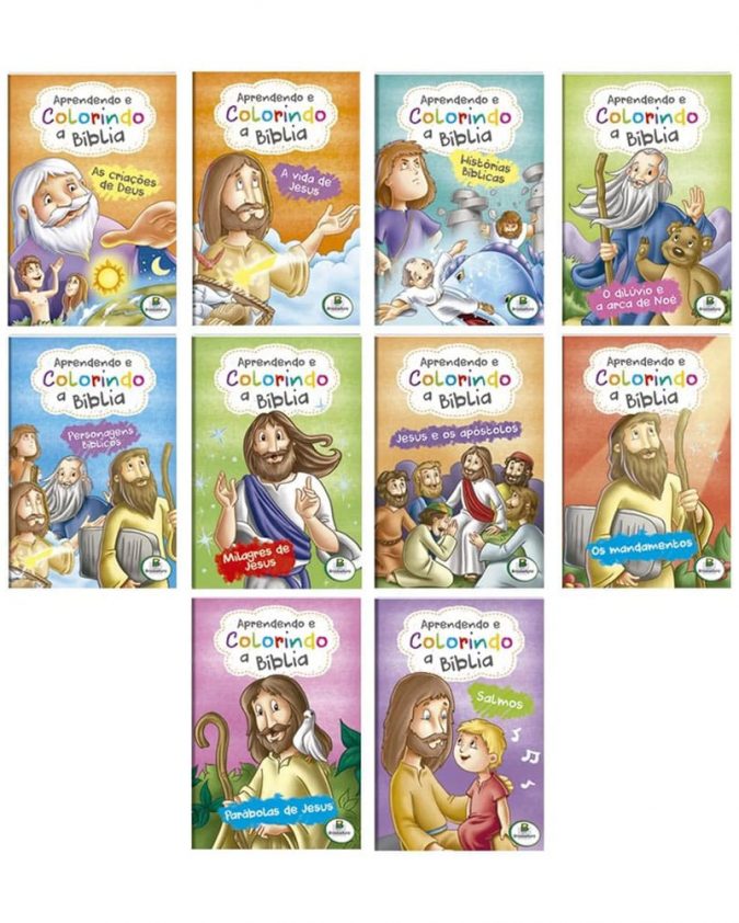 Aprendendo e Colorindo a Bíblia Kit c/10 Und de livros de colorir da Bíblia - Imagem 2