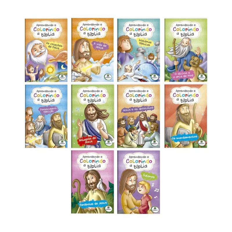 Aprendendo e Colorindo a Bíblia Kit c/10 Und de livros de colorir da Bíblia - Imagem 2