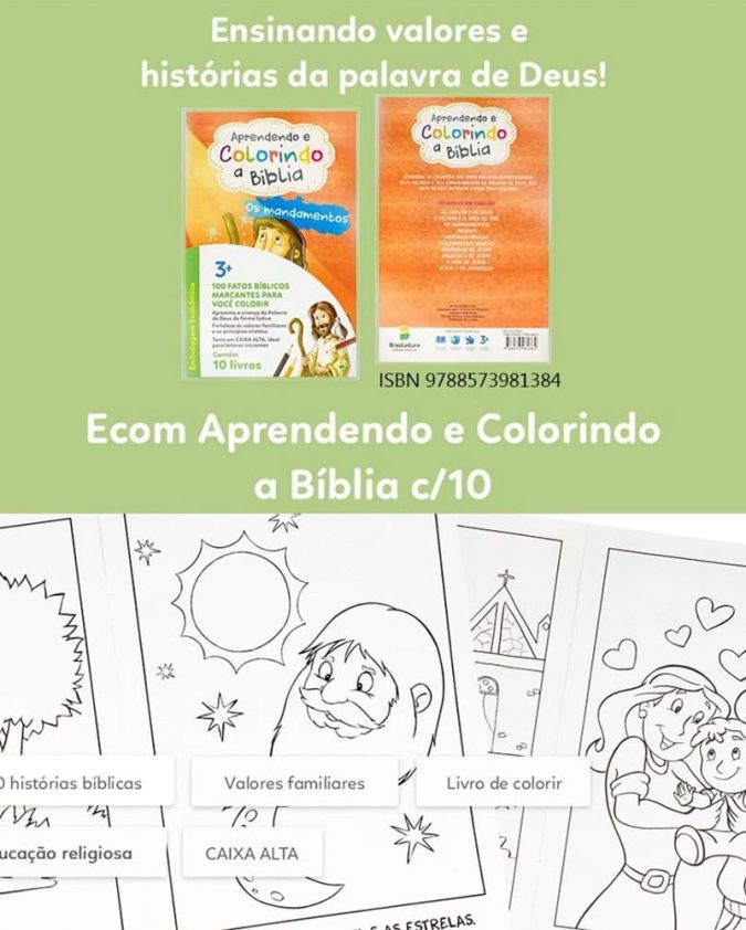 Aprendendo e Colorindo a Bíblia Kit c/10 Und de livros de colorir da Bíblia - Imagem 7