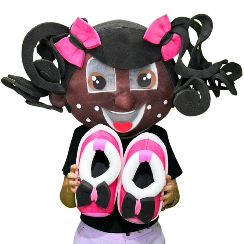 Fantasia Cabeção Menina Negra - Uso Adulto No Ministério Infantil