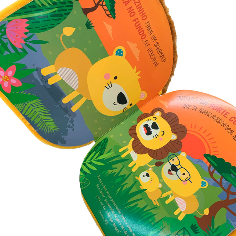 Livro Infantil Capa De Pelúcia O Leãozinho Corajoso - Imagem 4