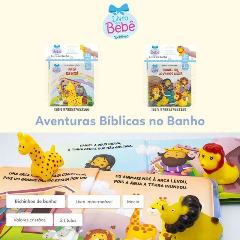 Livro Do Bebê Livro De Banho Aventuras Bíblicas No Banho Arca De Noé - Imagem 7