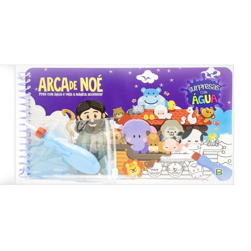 Livro Infantil Surpresas Com Água Arca De Noé - Livro De Pintar Com Água - Aquabook