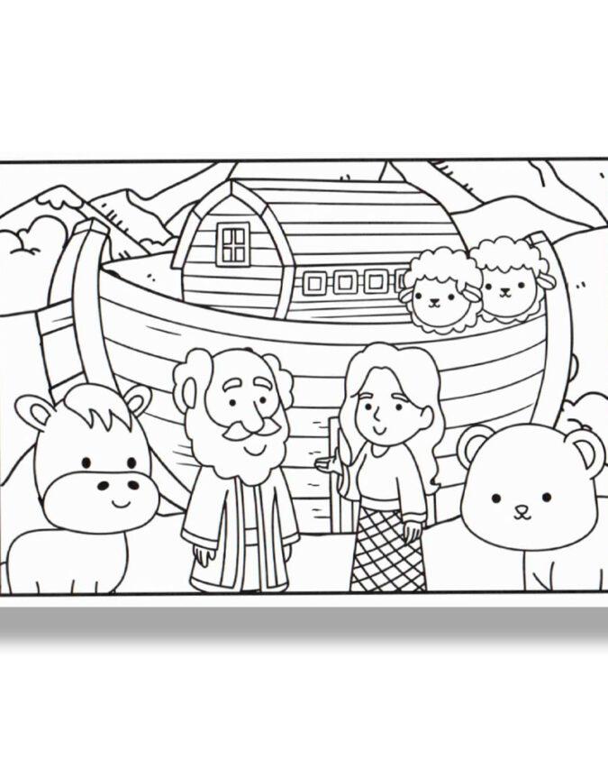 Livro Infantil Para Colorir Biblical And Cute - Capa Espiral Violeta - Boobie Goods Cristão - Imagem 3