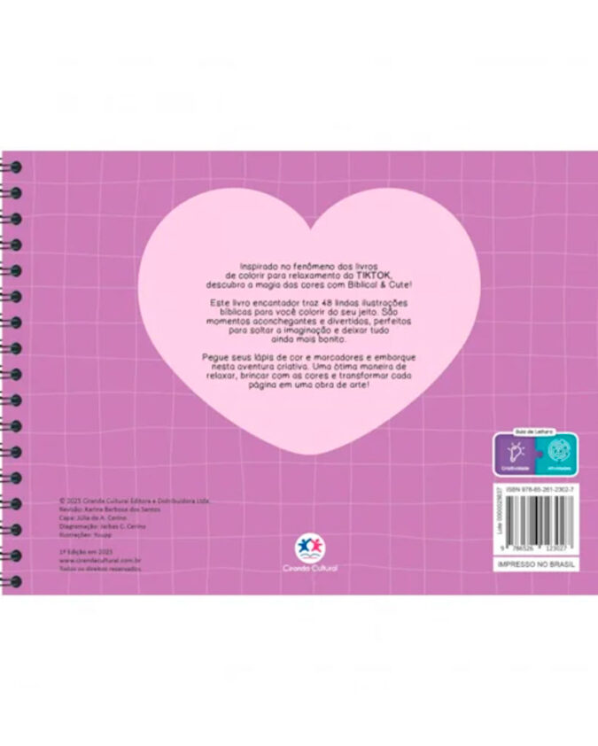Livro Infantil Para Colorir Biblical And Cute - Capa Espiral Violeta - Boobie Goods Cristão - Imagem 2
