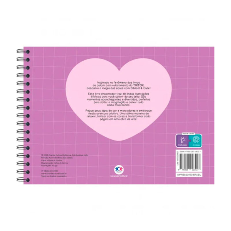 Livro Infantil Para Colorir Biblical And Cute - Capa Espiral Violeta - Boobie Goods Cristão - Imagem 2
