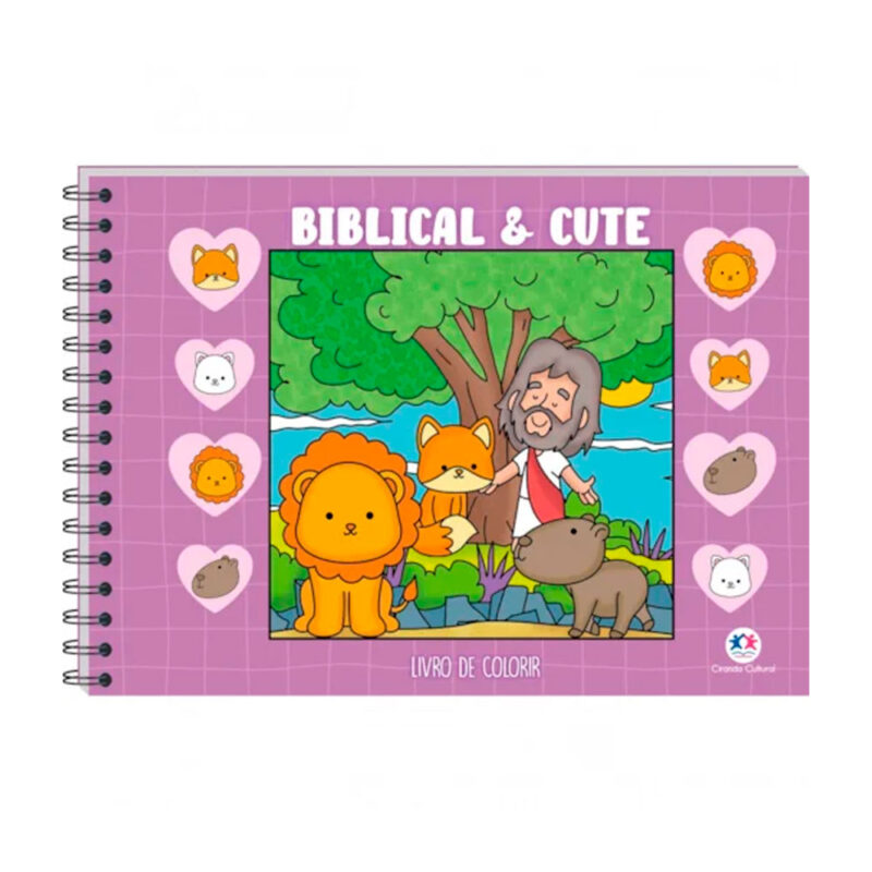 Livro Infantil Para Colorir Biblical And Cute - Capa Espiral Violeta - Boobie Goods Cristão