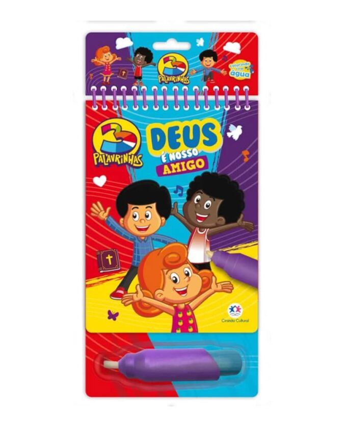 Livro Infantil Aquabook 3 Palavrinhas - Deus é nosso amigo - Livro de pintar com água