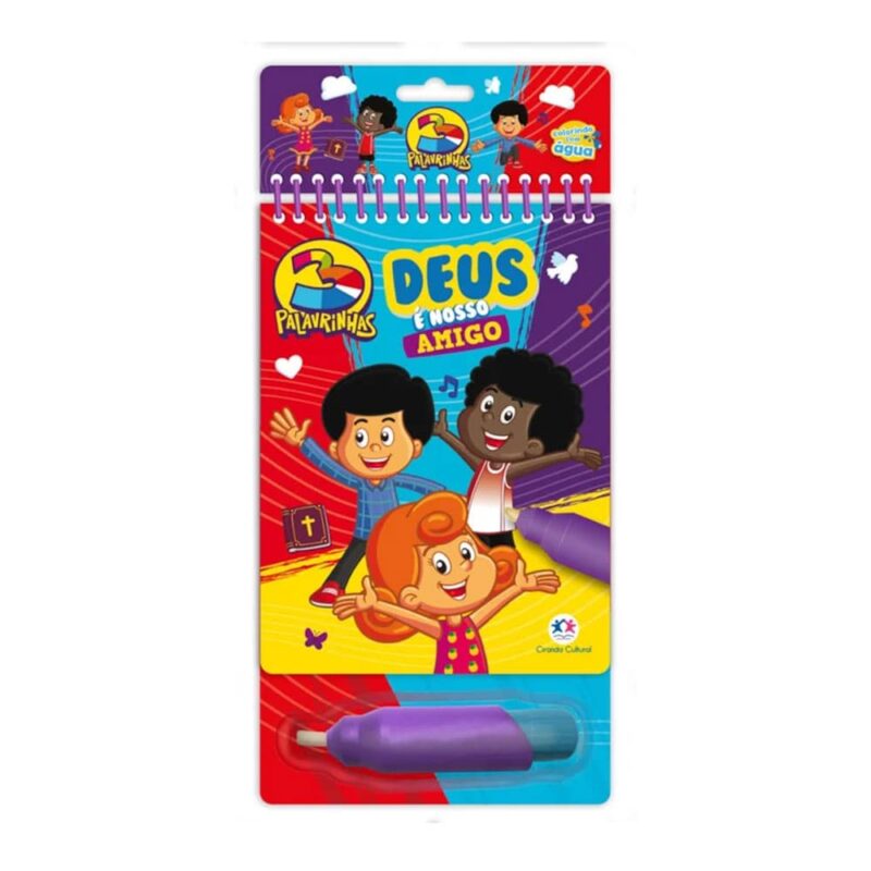 Livro Infantil Aquabook 3 Palavrinhas - Deus é nosso amigo - Livro de pintar com água