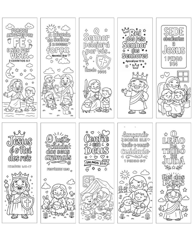 Kit Com 10 Marca Página Para Colorir No Estilo Boobie Goods Cristão