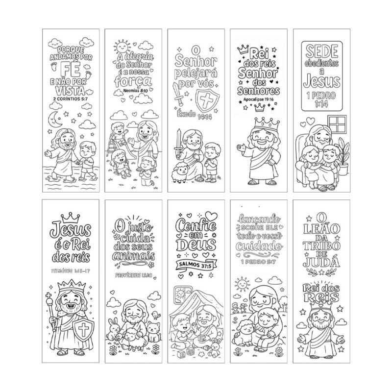 Kit Com 10 Marca Página Para Colorir No Estilo Boobie Goods Cristão