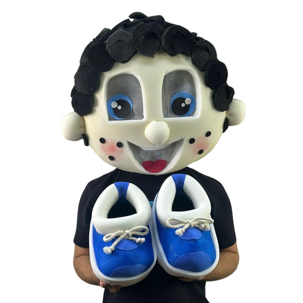 Fantasia Cabeção Menino Cabelo Preto - Uso Adulto No Ministério Infantil