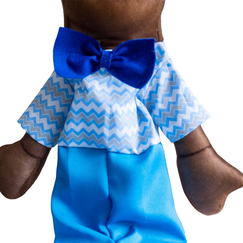 Fantoche Médio Tecido E Espuma Menino Negro - Imagem 4