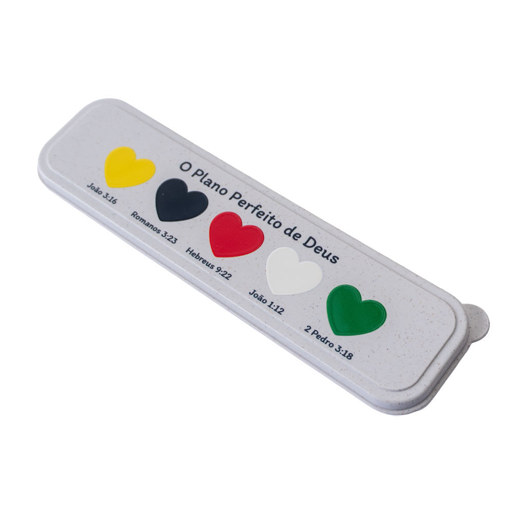 Jogo De Talher De Fibra 3 Peças - Garfo, Colher E Faca - Estampa Plano Da Salvação