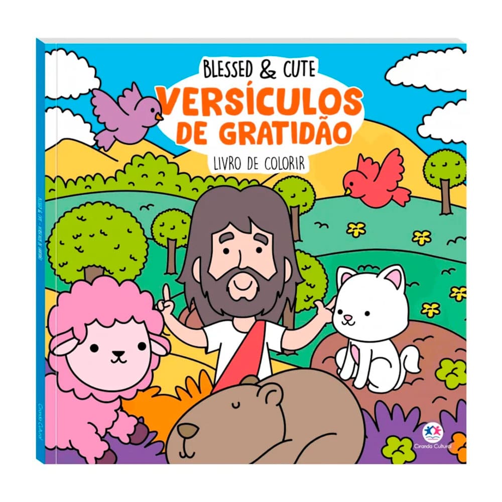 Livro Infantil Blessed e Cute Versículos Bíblicos de Gratidão Para Colorir