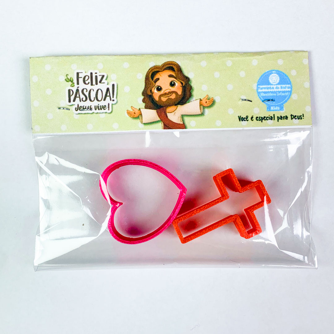 Cortador de pão e molde de biscoito para Páscoa - Kit com 2 Cruz e Coração - Imagem 4