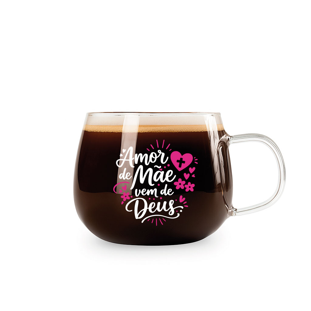 Kit 2 Canecas Xícaras Vidro Grande Café Chá 350ml Frase Cristã Evangélica Dia Das Mães - Imagem 2