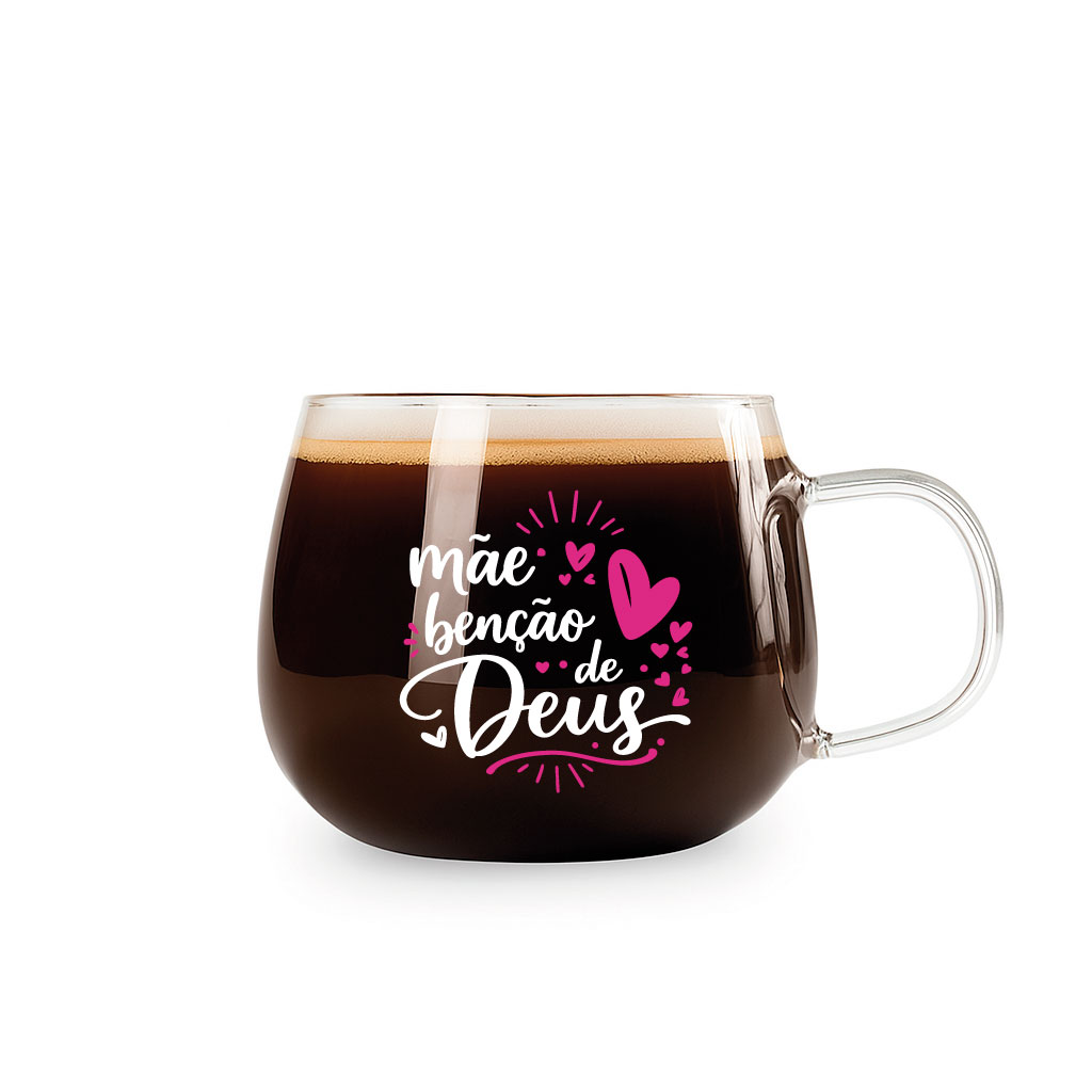 Kit 2 Canecas Xícaras Vidro Grande Café Chá 350ml Frase Cristã Evangélica Dia Das Mães - Imagem 4