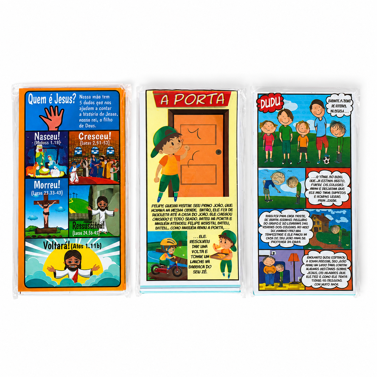 Kit Folheto Para Evangelismo Infantil - 300 unidades - Estampas Variadas Conforme Disponibilidade